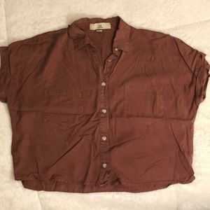 Rust Cropped Button Down